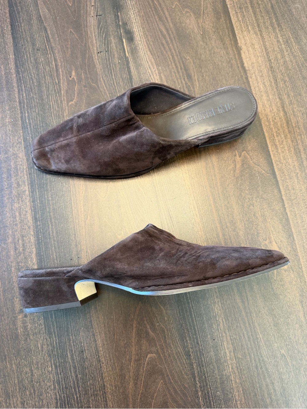 Steve Madden Dark Brown Suede Slip-On Mules
